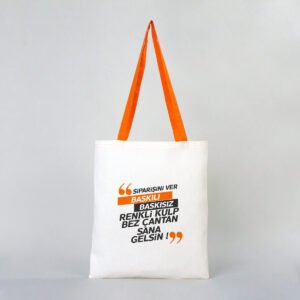 Canvas Tote Bag Orange Handle 35x40 cm (Customizable)
