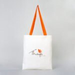 Canvas Tote Bag Orange Handle 35x40 cm (Customizable) - istecanta.com