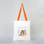 Canvas Tote Bag Orange Handle 35x40 cm (Customizable) - istecanta.com