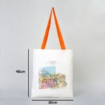 Canvas Tote Bag Orange Handle 35x40 cm (Customizable) - istecanta.com