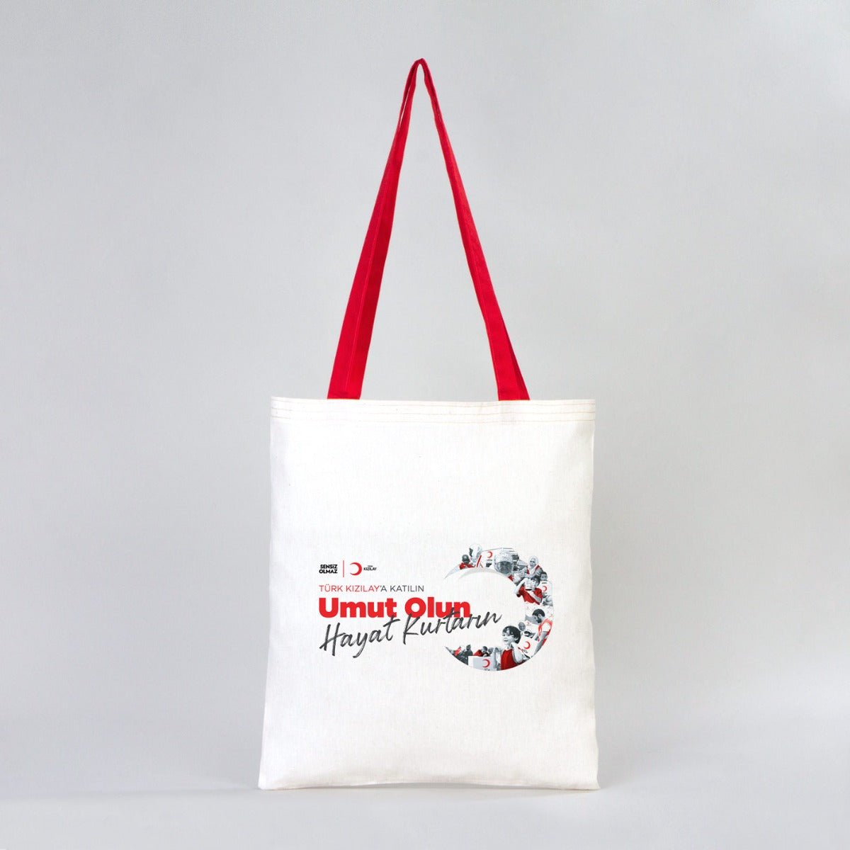 Canvas Bag with Red Handle 35x40 cm (Customizable) - istecanta.com