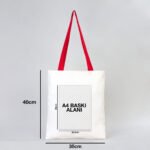 Canvas Bag with Red Handle 35x40 cm (Customizable) - istecanta.com