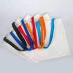 Canvas Tote Bag, Saxe Blue Handle 35x40 cm (Customizable) - istecanta.com