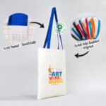 Canvas Tote Bag, Saxe Blue Handle 35x40 cm (Customizable) - istecanta.com