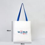 Canvas Tote Bag, Saxe Blue Handle 35x40 cm (Customizable) - istecanta.com