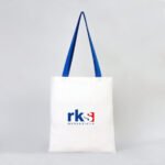 Canvas Tote Bag, Saxe Blue Handle 35x40 cm (Customizable) - istecanta.com