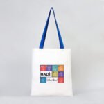 Canvas Tote Bag, Saxe Blue Handle 35x40 cm (Customizable) - istecanta.com