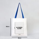 Canvas Tote Bag, Saxe Blue Handle 35x40 cm (Customizable) - istecanta.com