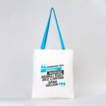 Canvas Tote Bag Turquoise Handle 35x40 cm (Customizable) - istecanta.com