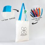 Canvas Tote Bag Turquoise Handle 35x40 cm (Customizable) - istecanta.com