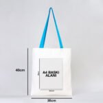 Canvas Tote Bag Turquoise Handle 35x40 cm (Customizable) - istecanta.com