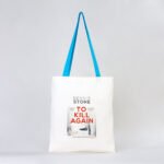 Canvas Tote Bag Turquoise Handle 35x40 cm (Customizable) - istecanta.com