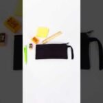 Fabric Pencil Case and Makeup Bag - Black 21x10 cm (Customizable)