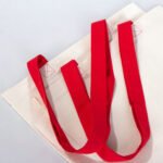 Gabardine Fabric Bag Red Handle 40x35cm (Customizable) - istecanta.com