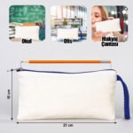 Canvas Pencil Case with Colored Zipper Navy Blue - Customizable - istecanta.com