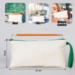 Canvas Pencil Case with Colored Zipper Green - Customizable - istecanta.com