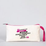 Fabric Pencil Case with Colored Zipper Fuchsia - Customizable - istecanta.com