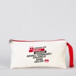 Fabric Pencil Case with Colored Zipper Red - Customizable - istecanta.com