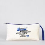 Canvas Pencil Case with Colored Zipper Blue - Customizable - istecanta.com