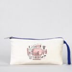 Canvas Pencil Case with Colored Zipper Blue - Customizable - istecanta.com