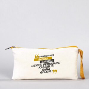 Yellow Fabric Pencil Case with Colored Zipper - Customizable