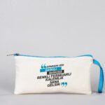 Fabric Pencil Case with Colored Zipper Turquoise - Customizable - istecanta.com