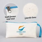 Fabric Pencil Case with Colored Zipper Turquoise - Customizable - istecanta.com