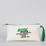 Canvas Pencil Case with Colored Zipper Green - Customizable - istecanta.com