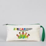 Canvas Pencil Case with Colored Zipper Green - Customizable - istecanta.com