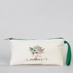Canvas Pencil Case with Colored Zipper Green - Customizable - istecanta.com