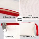 Fabric Pencil Case with Colored Zipper Red - Customizable - istecanta.com