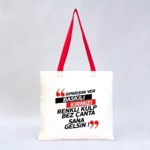 Gabardine Fabric Bag Red Handle 40x35cm (Customizable)
