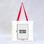Gabardine Fabric Bag Red Handle 40x35cm (Customizable) - istecanta.com