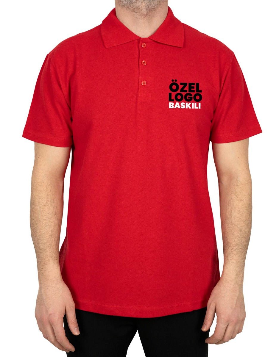 Polo Yaka Kırmızı Tişört - Dijital Baskılı - istecanta.com