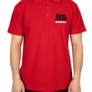 Polo Yaka Kırmızı Tişört - Dijital Baskılı