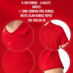 Polo Yaka Kırmızı Tişört - Dijital Baskılı - istecanta.com
