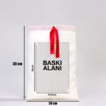Red Ribboned Cloth Bag - 20x30 cm (Customizable) - istecanta.com