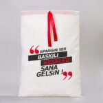 Red Ribboned Canvas Tote Bag - 30x40 cm (Customizable) - istecanta.com