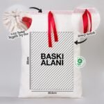 Red Ribboned Canvas Tote Bag - 30x40 cm (Customizable) - istecanta.com