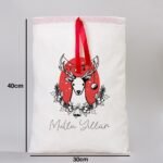Red Ribboned Canvas Tote Bag - 30x40 cm (Customizable) - istecanta.com