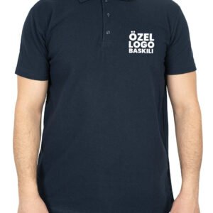 Polo Yaka Lacivert Tişört - Baskılı