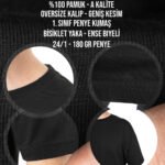 Oversize Bisiklet Yaka Tişört Siyah (Özelleştirilebilir) - istecanta.com
