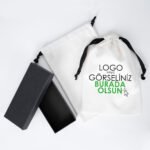 Black String White Panama Cloth Bag - 20x30 cm (Customizable) - istecanta.com