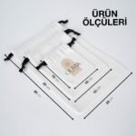 Black String Cloth Bag - White - 15x20cm (Customizable) - istecanta.com