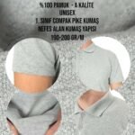 Polo Yaka Gri Tişört - Baskılı - istecanta.com
