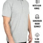 Polo Yaka Gri Tişört - Baskılı - istecanta.com