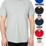 Polo Yaka Gri Tişört - Baskılı - istecanta.com
