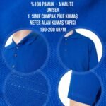 Polo Yaka Mavi Tişört - Dijital Baskılı - istecanta.com