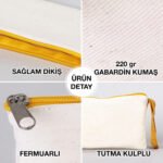 Canvas Pencil Case with Colored Zipper Yellow - Customizable - istecanta.com