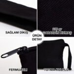 Fabric Pencil Case and Makeup Bag - Black 21x10 cm (Customizable) - istecanta.com